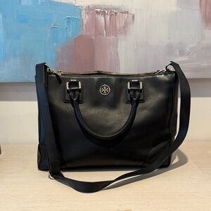 Tory Burch Dark Navy Leather Tote Bag